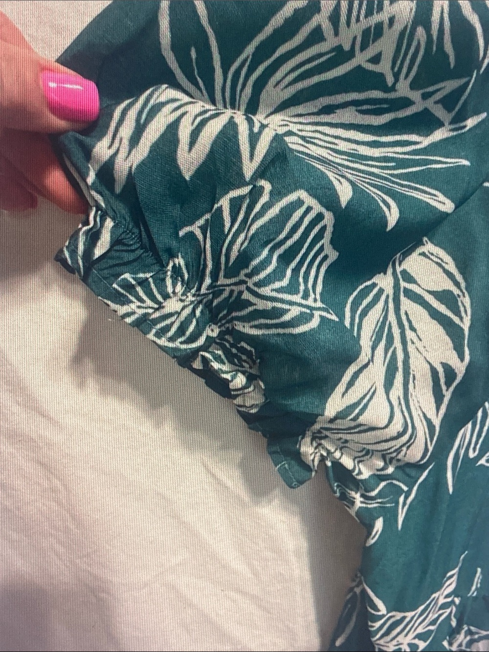 Polagram Teal Maxi Dress with White Leaf Motif - Picture 3 of 5